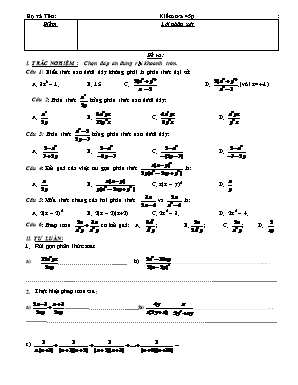 Bộ đề kiểm tra 45 phút môn Đại số Khố